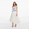 White And Blue Embroidered Linen Top White And Blue Embroidered Linen Top