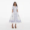 White And Blue Embroidered Midi Dress White And Blue Embroidered Midi Dress