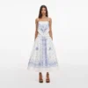White And Blue Embroidered Midi Skirt White And Blue Embroidered Midi Skirt
