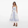 White And Blue Embroidered Midi Skirt White And Blue Embroidered Midi Skirt