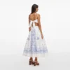 White And Blue Embroidered Midi Skirt White And Blue Embroidered Midi Skirt