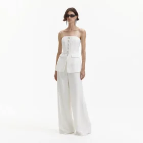 White Bandeau Crepe Jumpsuit