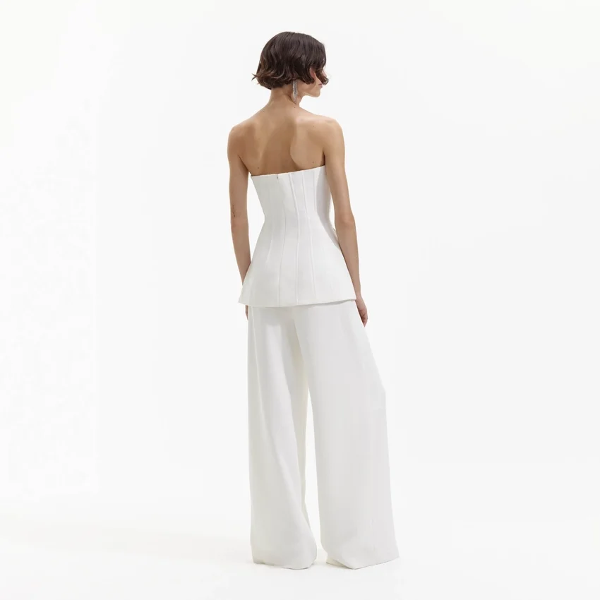 White Bandeau Crepe Jumpsuit White Bandeau Crepe Jumpsuit
