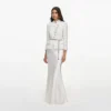 White Boucle Satin Maxi Dress White Boucle Satin Maxi Dress