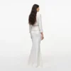 White Boucle Satin Maxi Dress White Boucle Satin Maxi Dress