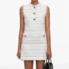White Boucle Sleeveless Mini Dress White Boucle Sleeveless Mini Dress