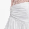 White Cotton Asymmetric Midi Skirt White Cotton Asymmetric Midi Skirt