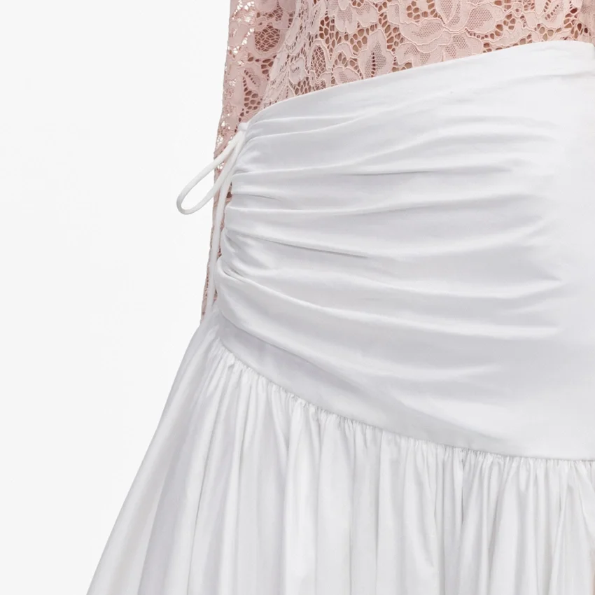 White Cotton Asymmetric Midi Skirt White Cotton Asymmetric Midi Skirt