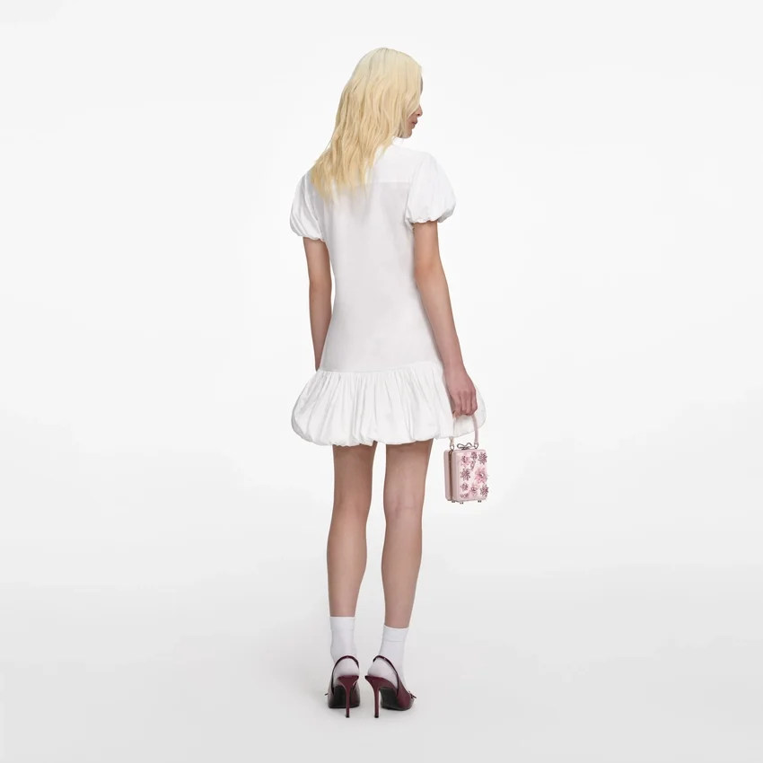 White Cotton Asymmetric Mini Dress White Cotton Asymmetric Mini Dress