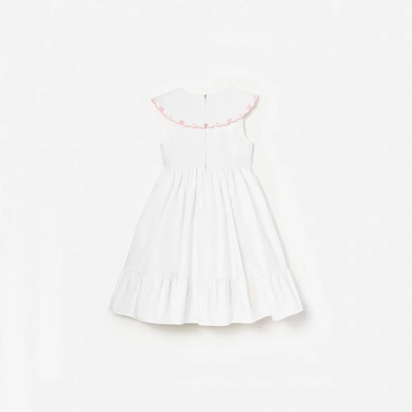 White Cotton Bow Embroidered Dress White Cotton Bow Embroidered Dress