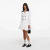 White Cotton Double Breasted Mini Dress White Cotton Double Breasted Mini Dress