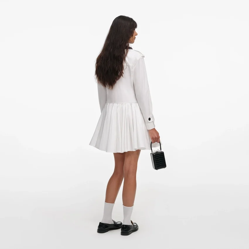 White Cotton Double Breasted Mini Dress White Cotton Double Breasted Mini Dress