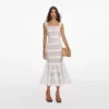 White Cotton Embroidered Midi Dress White Cotton Embroidered Midi Dress