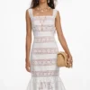 White Cotton Embroidered Midi Dress White Cotton Embroidered Midi Dress
