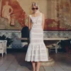 White Cotton Embroidered Midi Dress White Cotton Embroidered Midi Dress