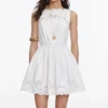 White Cotton Embroidered Mini Dress White Cotton Embroidered Mini Dress