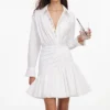White Cotton Gathered Mini Dress White Cotton Gathered Mini Dress