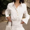 White Cotton Gathered Mini Dress White Cotton Gathered Mini Dress