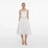 White Cotton Lace Trim Midi Dress White Cotton Lace Trim Midi Dress