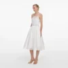 White Cotton Lace Trim Midi Dress White Cotton Lace Trim Midi Dress