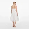 White Cotton Lace Trim Midi Dress White Cotton Lace Trim Midi Dress