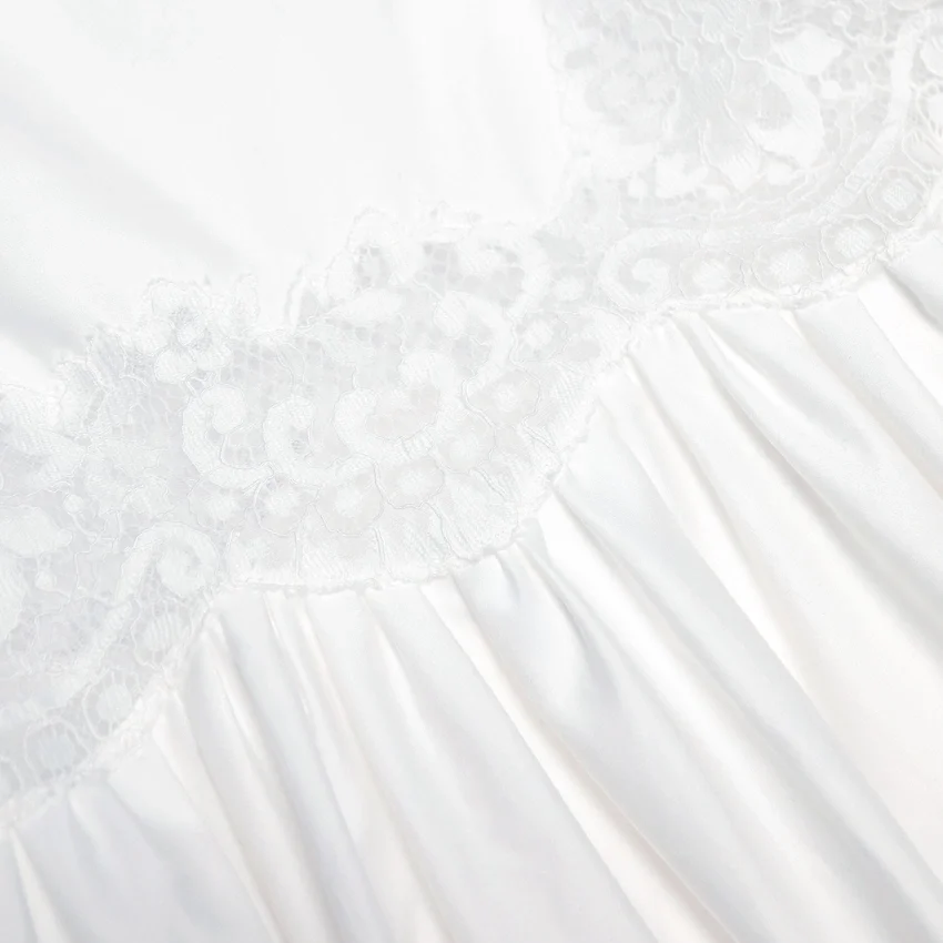 White Cotton Lace Trim Midi Dress White Cotton Lace Trim Midi Dress