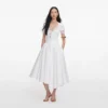 White Cotton Poplin Midi Skirt White Cotton Poplin Midi Skirt