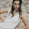 White Crepe Embellished Flower Mini Dress White Crepe Embellished Flower Mini Dress