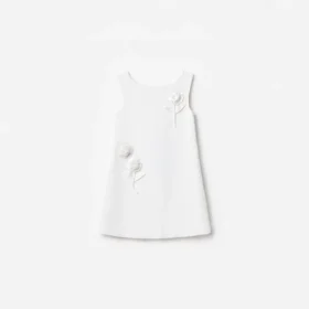 White Crepe Sequin Flower Dress