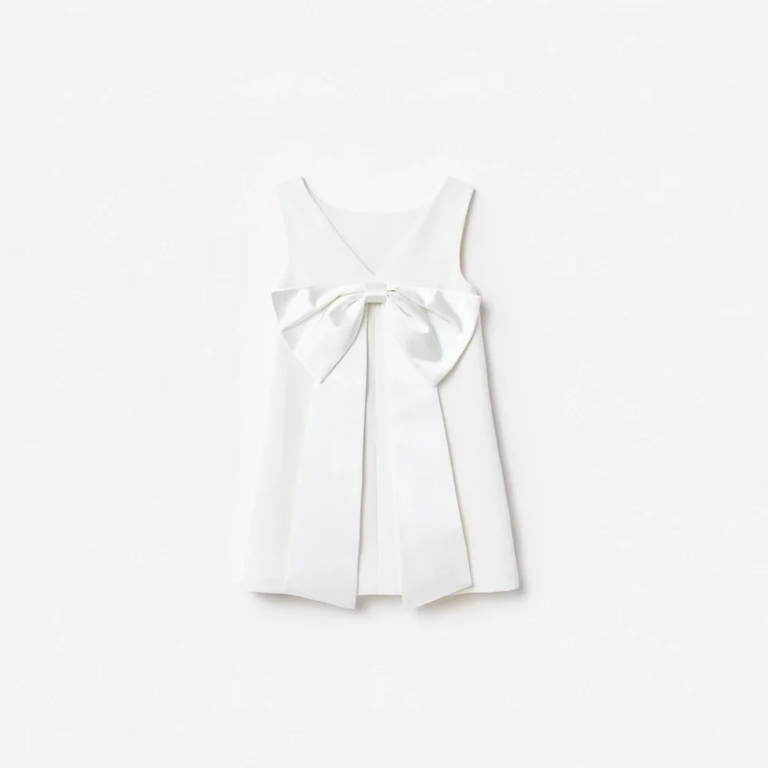 White Crepe Sequin Flower Dress White Crepe Sequin Flower Dress