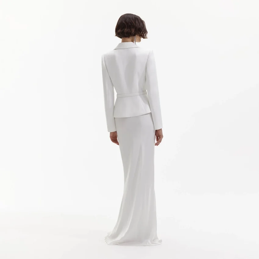 White Crepe Tailored Maxi Dress White Crepe Tailored Maxi Dress