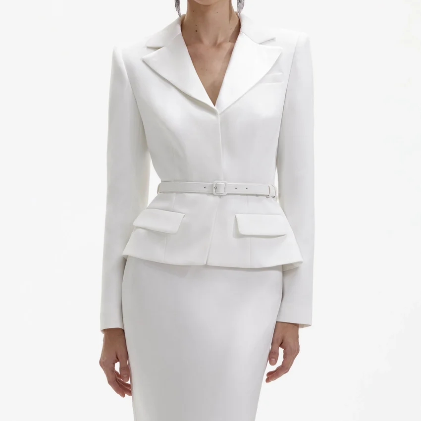White Crepe Tailored Maxi Dress White Crepe Tailored Maxi Dress