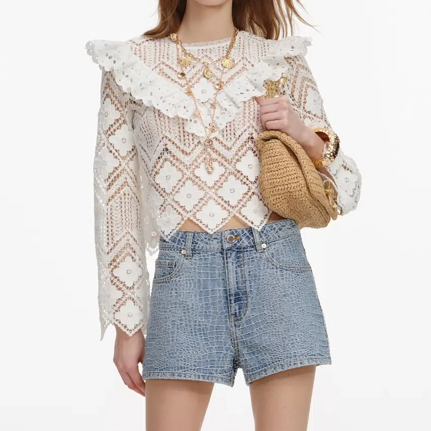 White Crochet Broderie Lace Top White Crochet Broderie Lace Top