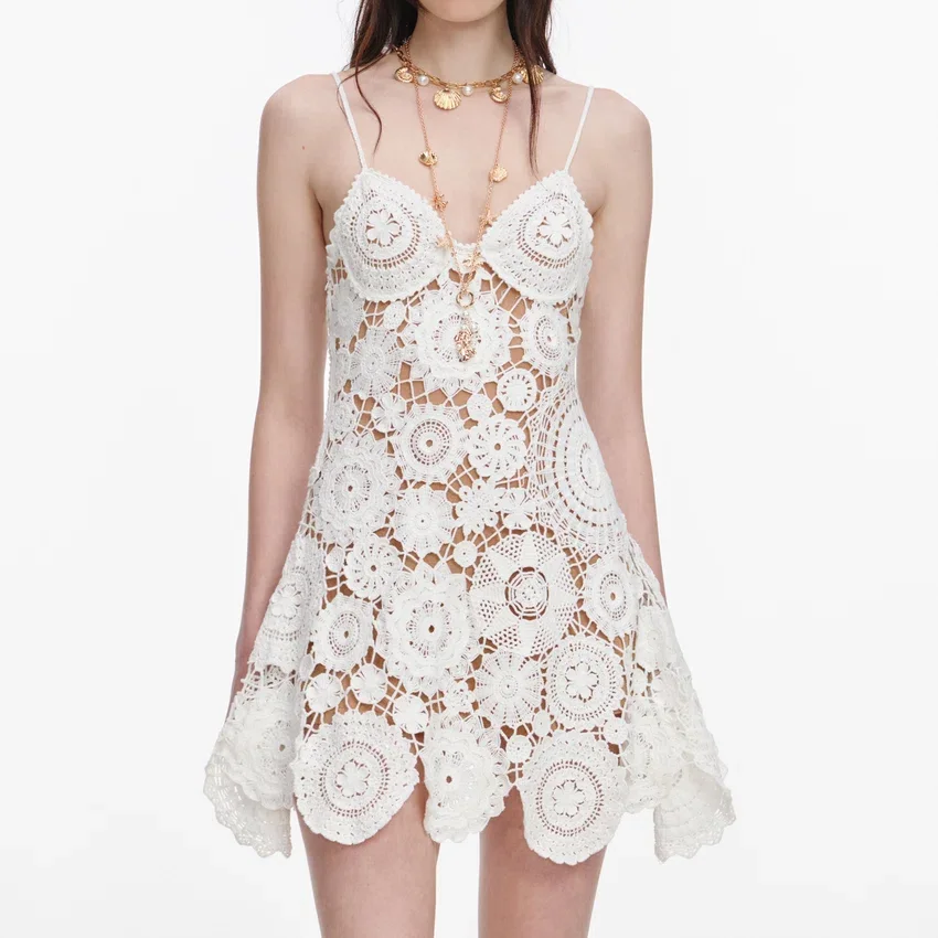 White Crochet Mini Dress White Crochet Mini Dress