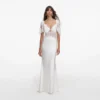White Fine Lace Satin Maxi Dress White Fine Lace Satin Maxi Dress