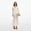 White Floral Crochet Midi Dress