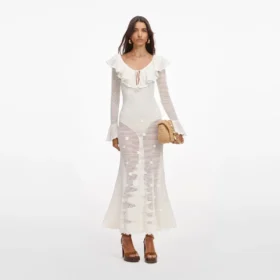 White Floral Crochet Midi Dress White Floral Crochet Midi Dress