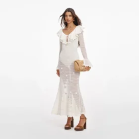 White Floral Crochet Midi Dress White Floral Crochet Midi Dress