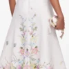 White Floral Linen Blend Midi Dress White Floral Linen Blend Midi Dress