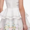 White Floral Linen Blend Peplum Mini Dress White Floral Linen Blend Peplum Mini Dress