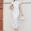 White Flower Lace Midi Dress White Flower Lace Midi Dress