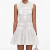 White Flower Trim Knit Mini Dress White Flower Trim Knit Mini Dress
