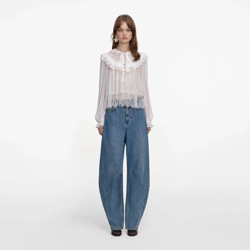 White Georgette Lace Blouse White Georgette Lace Blouse