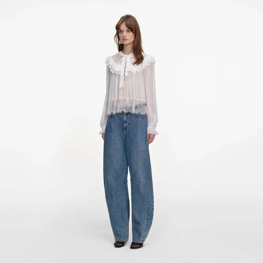 White Georgette Lace Blouse White Georgette Lace Blouse