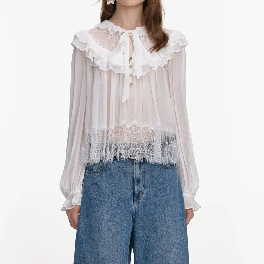 White Georgette Lace Blouse White Georgette Lace Blouse