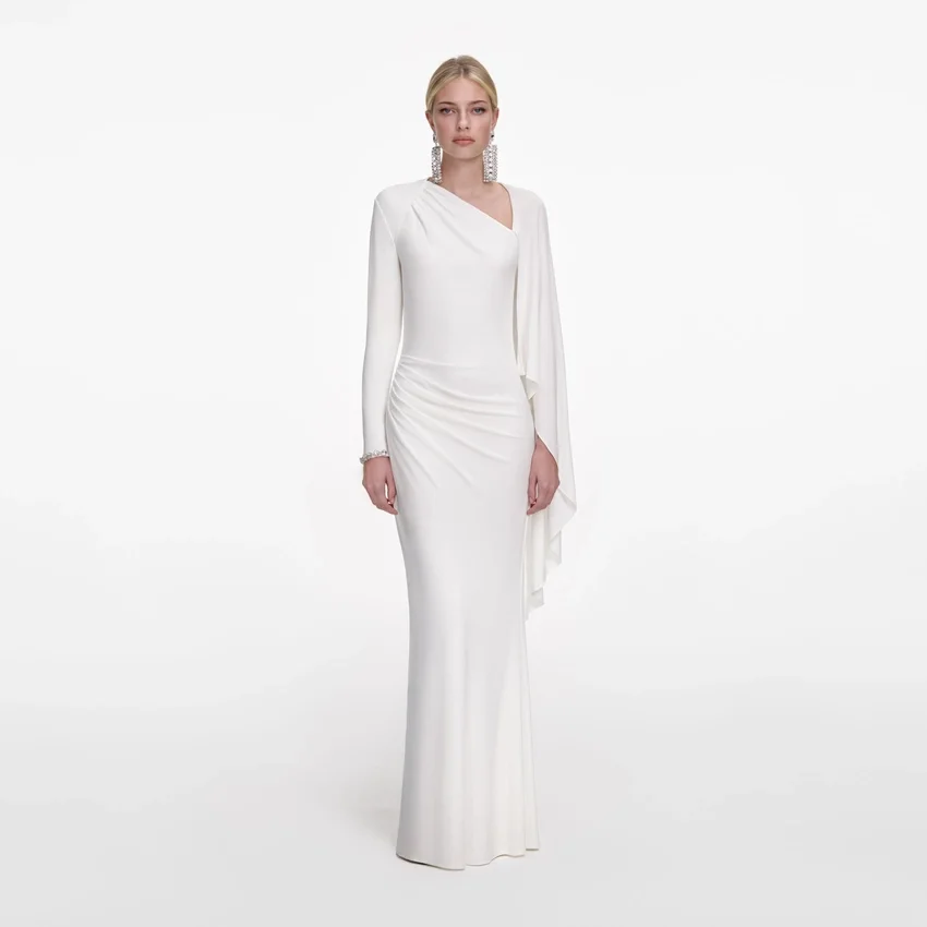 White Jersey Drape Maxi Dress White Jersey Drape Maxi Dress