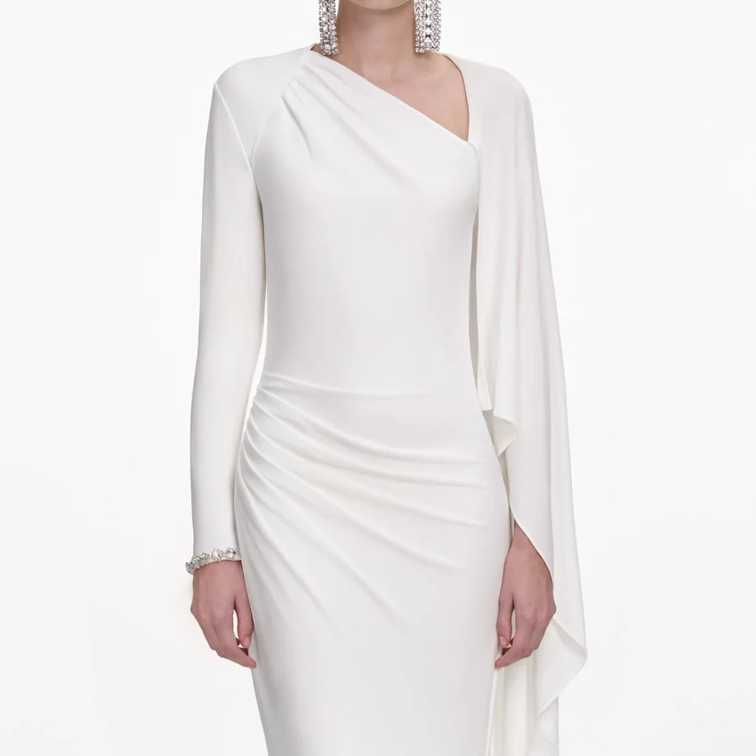 White Jersey Drape Maxi Dress White Jersey Drape Maxi Dress