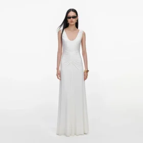 White Jersey Ruched Maxi Dress White Jersey Ruched Maxi Dress