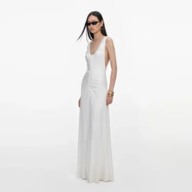 White Jersey Ruched Maxi Dress White Jersey Ruched Maxi Dress