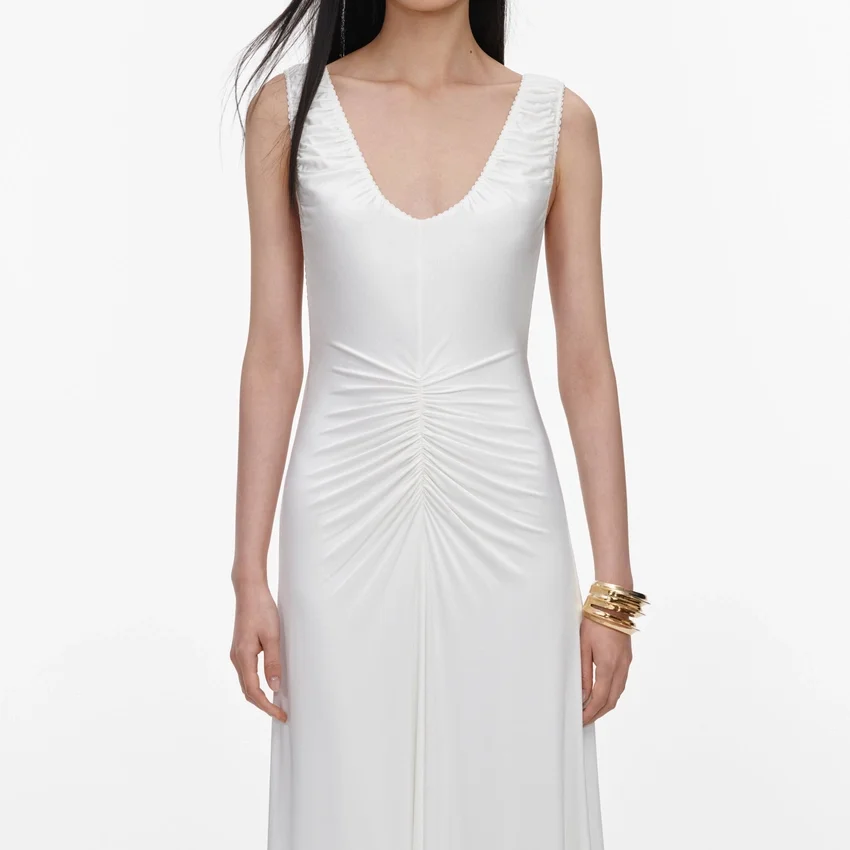 White Jersey Ruched Maxi Dress White Jersey Ruched Maxi Dress